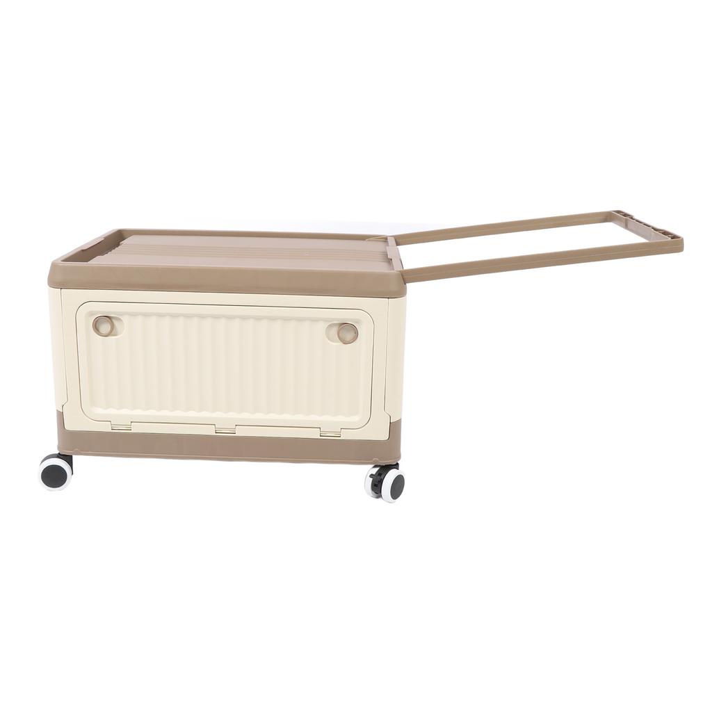 Folding Storage Bin with Lid Wheels PP Stackable Rolling Utility Storage Box Container with Handle