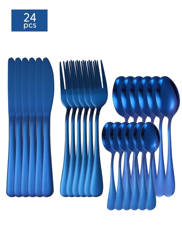 1010 Stainless Steel Western Cutlery Set: Thickened Knife, Fork, Spoon for Hotel & Home, Available In 4 or 24 Pieces