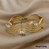 Vintage Wave Twisted Stainless Steel Cuff Bangles Bracelets for Women Charm Rhinestone Gold Plated Bracelet Waterproof Jewelry