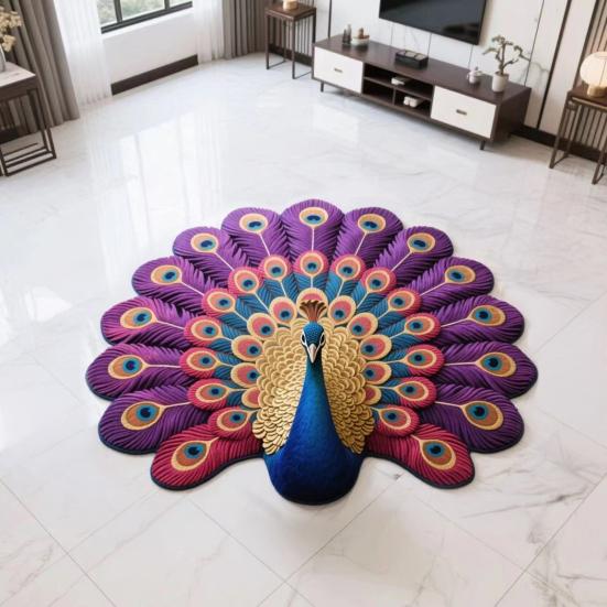 Peacock Floor Mat 3D Realistic Pattern Bathroom Mat Quick Dry Floor