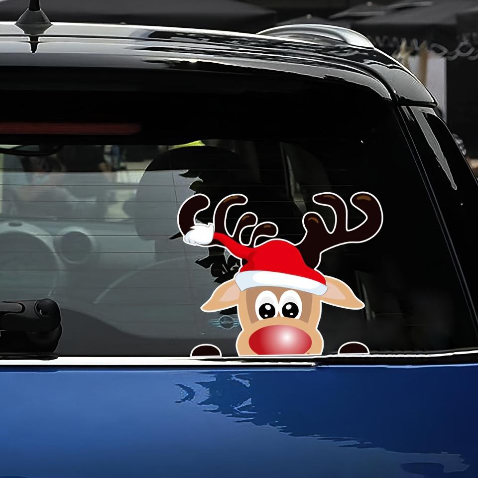 2PCS Christmas Decoration Car Stickers Reflective Magnetic Decal Bulbs Santa Snowman Elk Magnetic Decal Car Stickers