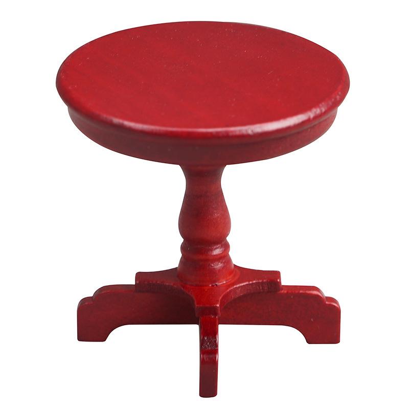 1:12 Dollhouse Miniature Round Coffee Table - Rosewood & Natural Wood Colors