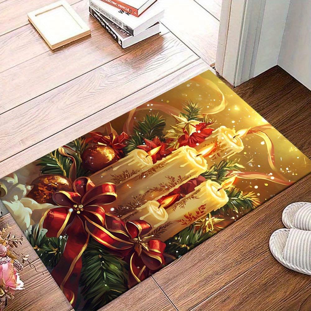 

1pc Christmas By Candlelight Area Rug, Slip-Resistant, Easy-Clean, Stain-Resistant, Perfect for Cozy Living Rooms, Bedrooms, Kitchens, Offic 60cm by 90cm