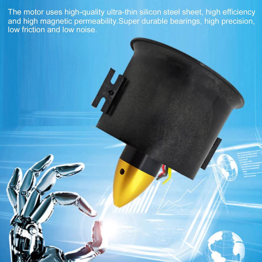 QX-Motor 70mm Efficient 6-Blade Ducted Fan with QF2822-3000KV Brushless Motor for RC Airplanes, Black Aluminum Alloy + Plastic Set for RC Hobbies