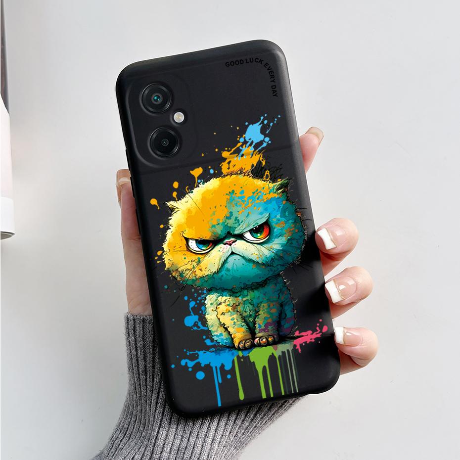 For Xiaomi Poco M5 M5S Phone Case Cute Panda Painted Full Protection Liquid Silicone Bumper For Poco M5 M 5 S Back Cover Shell