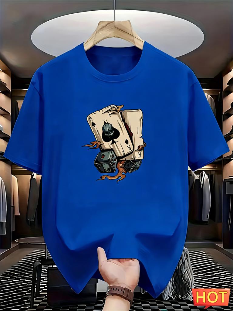 Simple Poker Dice Graphic T Shirts For Men Fashion Trendy Short Sleeve 3D Printed Tshirts Cool Oversized Streetwear Tees Tops