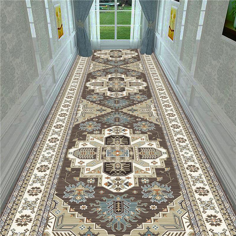 Retro Long Corridor Carpet Runners Aesthetic Luxury Hotel Hallway Decoration Home Aisle Non-slip Long Mat Walkway Rug Washable