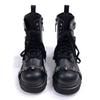 Punk Cos Erhöhte Plateau-Martinsstiefel Damen Frühling und Herbst Kleiner Goth-Stil Nieten Dunkler Babes-Stil Lokomotive Stiefel