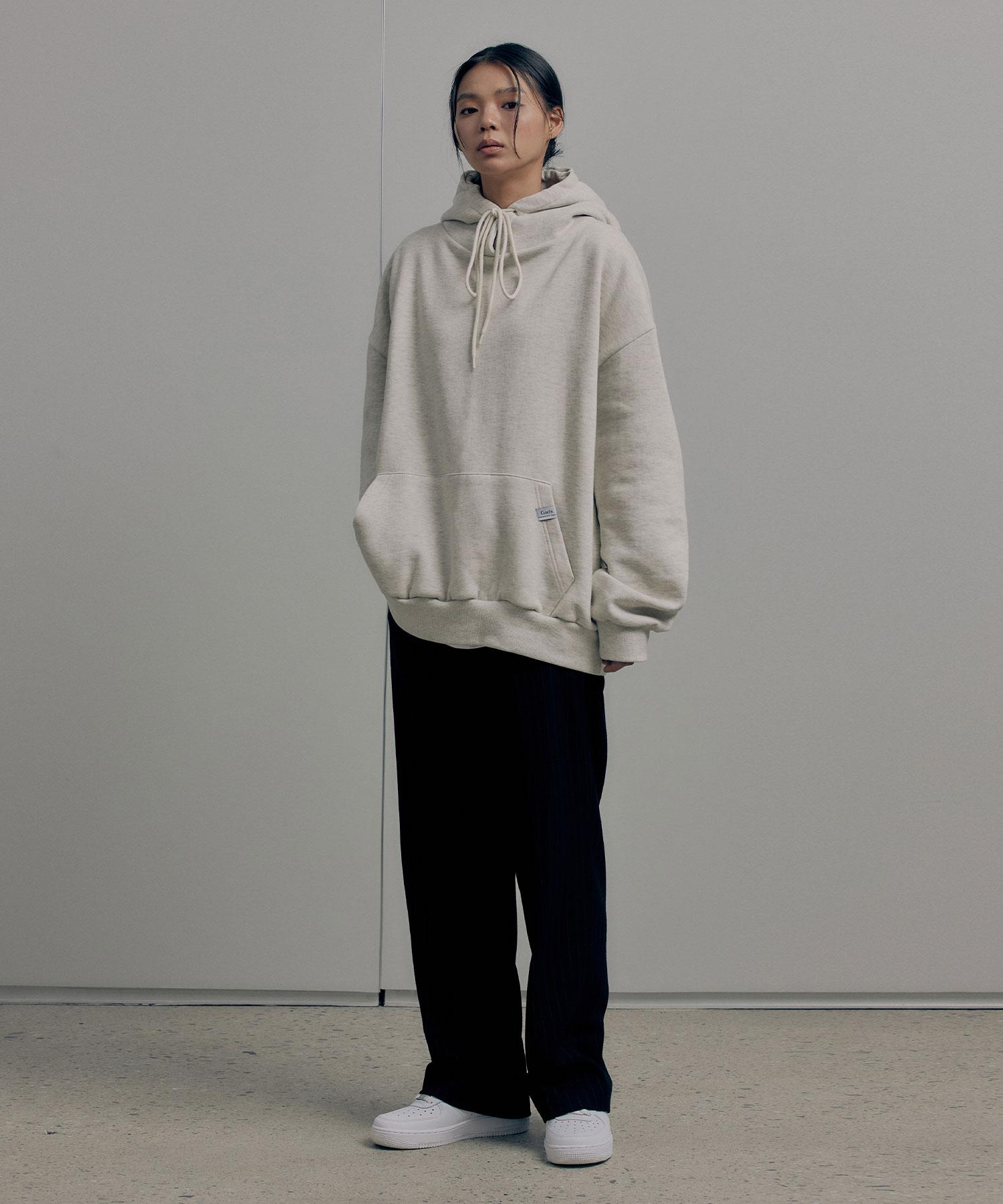 Gachi Oversized Plain Big Hoodie Brushed Oatmeal L