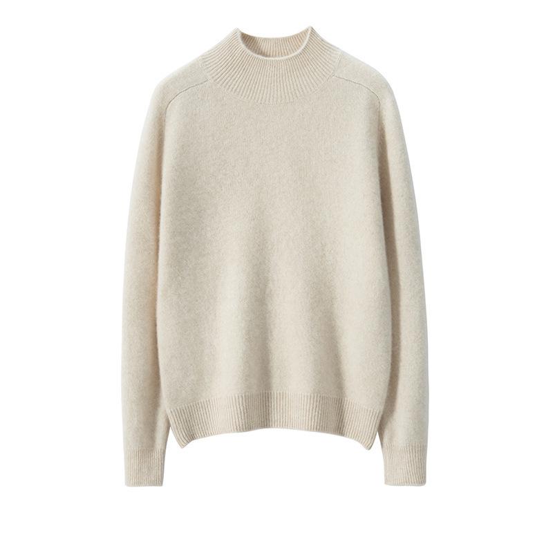 Women’s Thick Cashmere High Collar Knit Sweater – Autumn/Winter Saddle Shoulder Layer