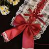 Sweet Lolita Cosplay Headband with Ribbon and Ruffled Lace Stylish Hair Band Accessories Elegant Costume Accessory