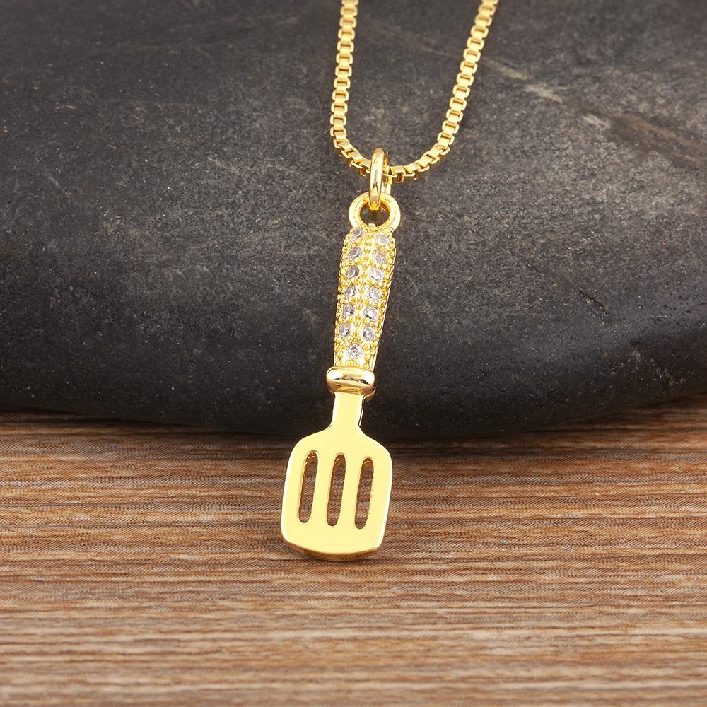 

Nidin New Arrival Punk Style Copper Shiny Zircon Fork Shape Pendant Necklace For Women Girl Jewelry Accessories Creative Gifts