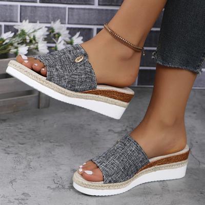 Damen High Heels Dicker Boden Freizeitschuhe Sommer Keilsandalen Damen Plateau Offene Zehen Pantoffeln Outdoor Casual Comfort Slides