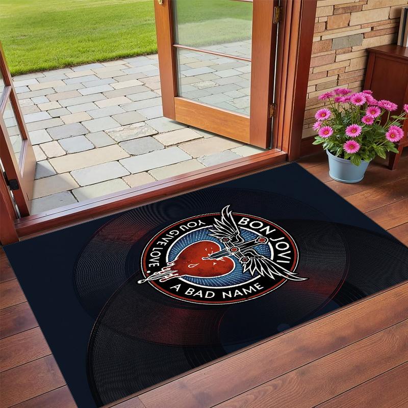 Bon Jovi Print Crystal Velvet Plush Rug Wear?Resistant Anti?Slip Floor Mat For Indoor Household Decoration