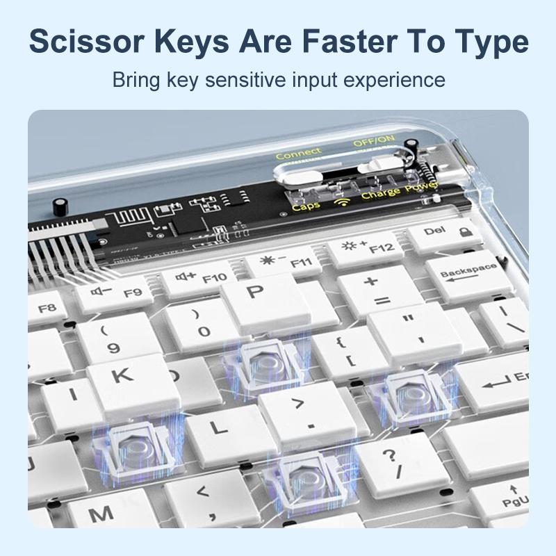 Ultra-Slim Rechargeable Bluetooth Keyboard Multi-Device Stable Connection for iPad iPhone Mac Android Windows-Wireless Keyboard