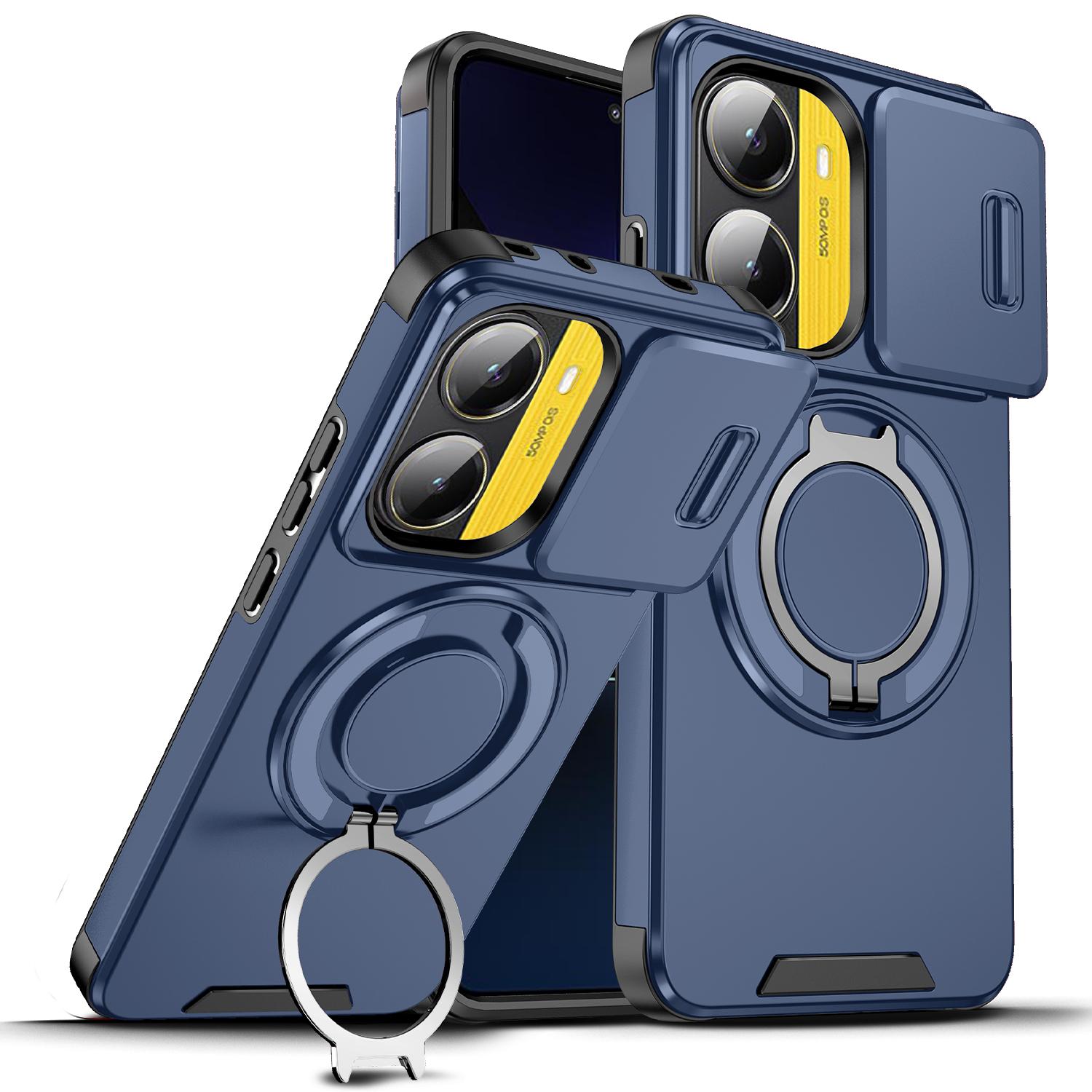 

Чехол для POCO X6 X7 Pro 5G Чехол Armor Сдвижная защита объектива камеры Задняя крышка для Xiaomi POCO X7 X6 Кольцо-подставка Противоударный Funda For POCO X7 Pro синий