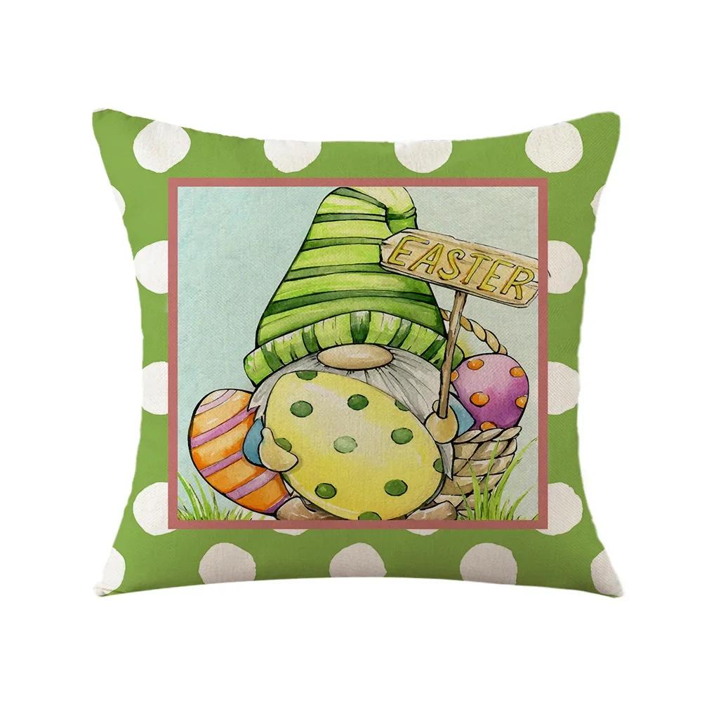 Easter Decor Pillowcases 45x45cm Linen Pillow Cover Easter Decorations Favors Pillows Cushion Cover Easter Bunny Eggs Pillowcase