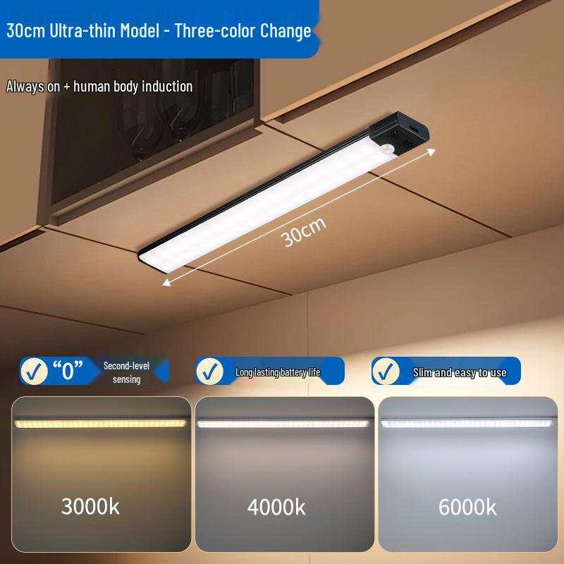 Crossled Rechargeable Smart Motion Sensor Night Light Strip for Bedrooms and Cabinets