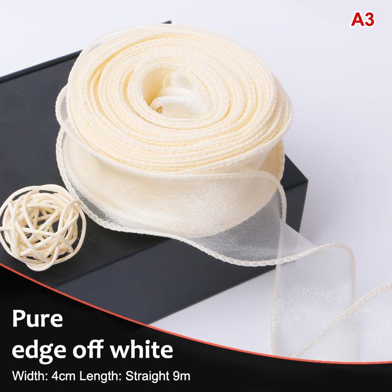 10Yards Organza Solid Color Ribbon 4Cm Wavy Edge Ribbon For For Flower Bouquet Gifts Packaging Party Decorations Diy