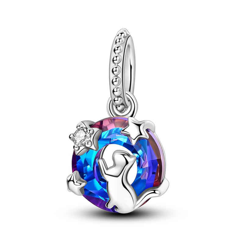 Authentic Copper Blue Life Tree Evil Eye Sun Round Charms Pendants Fit Qikaola Original Bracelets Diy Jewelry