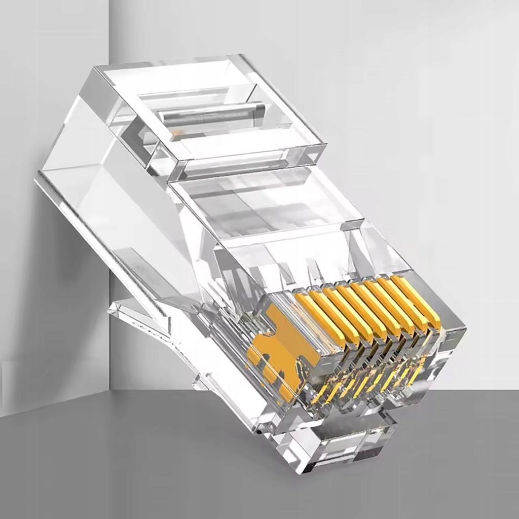 Rosfix Wtyki RJ45 6e EasyPass – Przelotowe Wtyki Sieciowe UTP | 100 Szt. | Kategoria 6e | 8P8C | Do Skrętki LAN