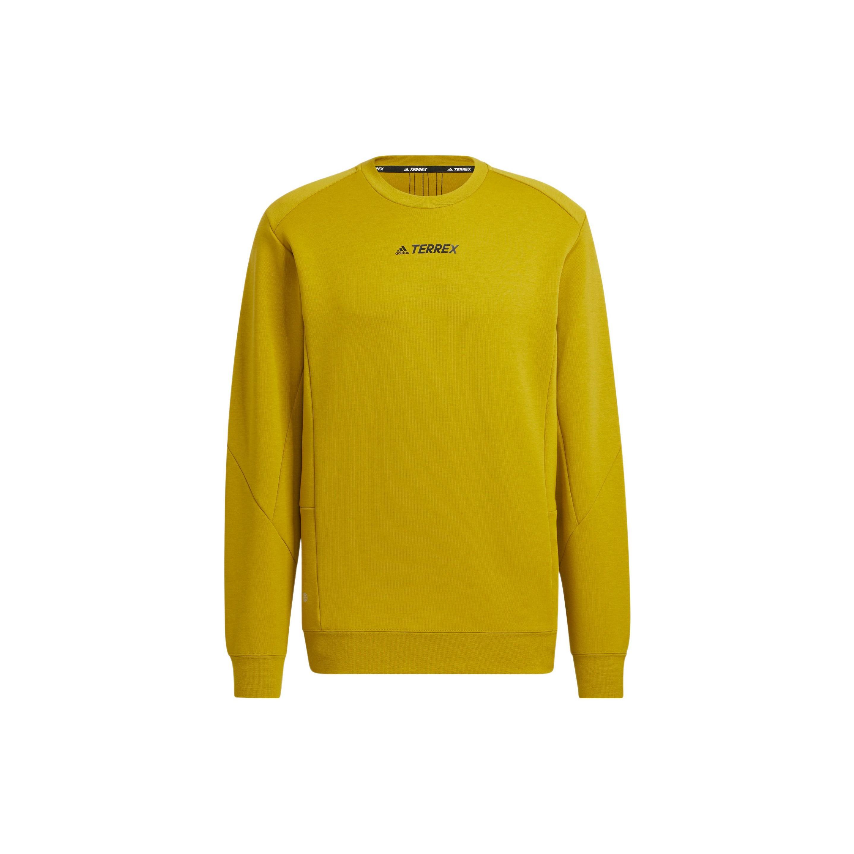 adidas Tx Logo Crew Sw Back Printing Round Neck Pullover Long Sleeves Yellow Men s HN2034 XS