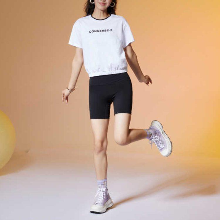 Converse Crop Tops Women's White Crew Neck Moderate 10024771-A04