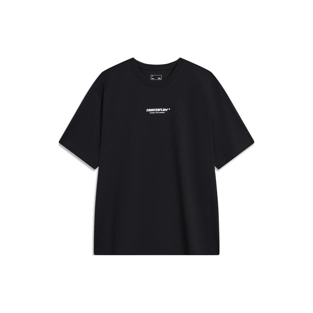 Li Ning CF Su Series Dual Talent Letter Print Round Neck Short Sleeve T-Shirt Unisex T-Shirts Black AHST981-1