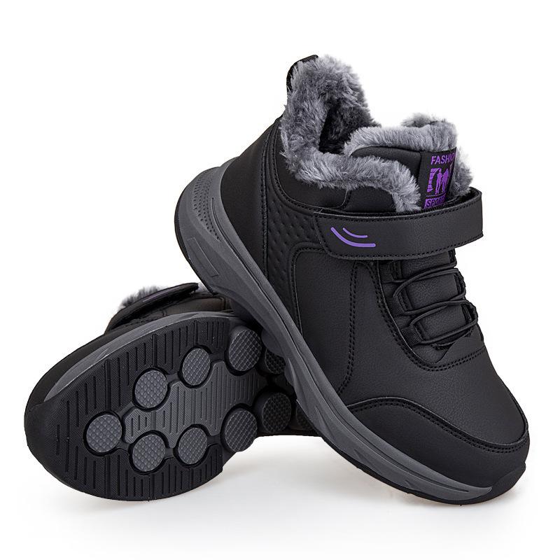 Fleece Cotton Shoes Winter High-top Fleece Thickened Large Cotton Northern Parents Walking Shoes Non-slip Mother Shoes