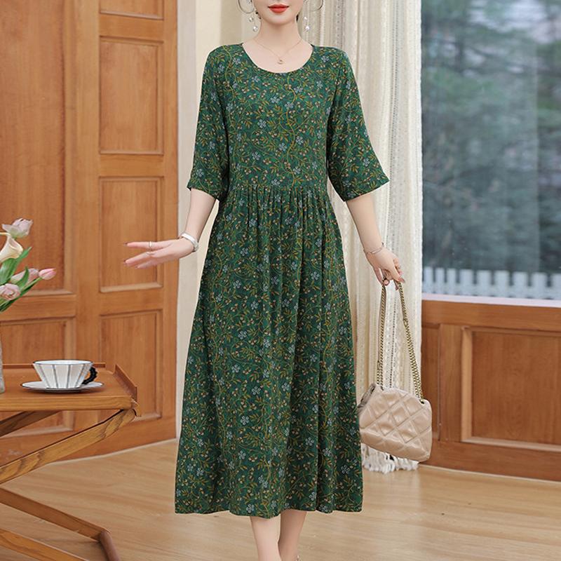 Summer Women for Dresses Casual Print Vintage Elegant Half Sleeve Women's Clothing Plus Size