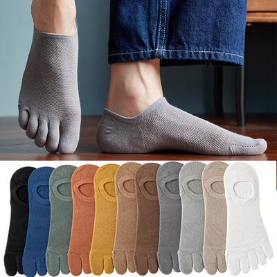 Herren-Fünffingersocken, Sommer, dünn, atmungsaktiv, geteilte Zehensocken, unsichtbare Mesh-Bootssocken, einfarbige Baumwollsocken, Deodorant, schweißabsorbierende Socken