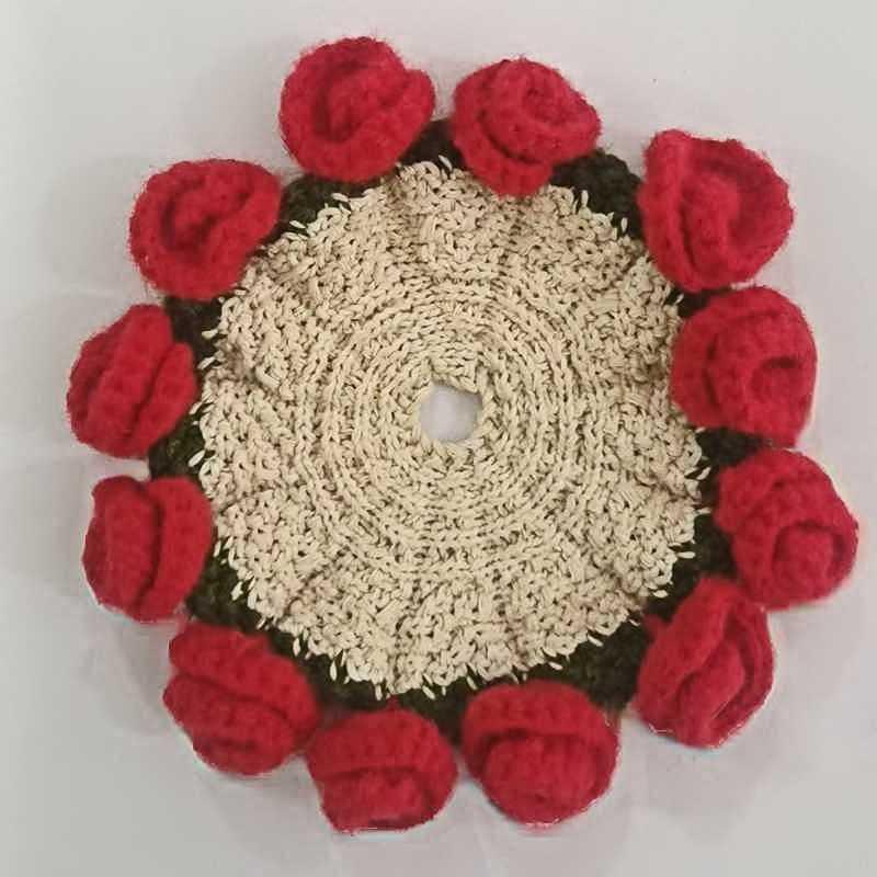 Handmade Rose and Lily Crochet Flower Blanket - Acrylic Yarn