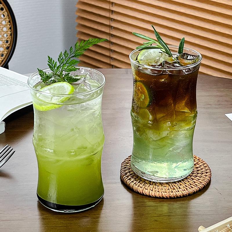 High-Value Single-Layer Cup, Simple Household Bamboo Cup, High Borosilicate Glass Beverage Cup, High Temperature Resistant Thickened Glass