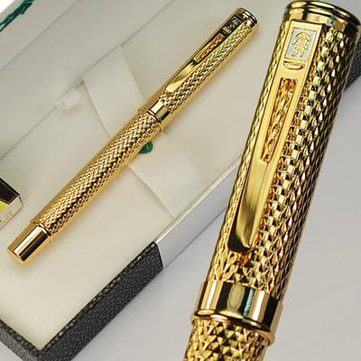Crocodile 218 Metal Malla Dorada Clip de Barril Plumín Medio Pluma Fuente Oficina Escuela Escritura Regalo Accesorio para Bolígrafo