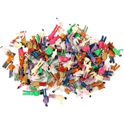 

Set of 100 1:150 Scale Painted Figures, 8-11mm, for Model Trains, Dioramas, Architectural Models, and Trains.