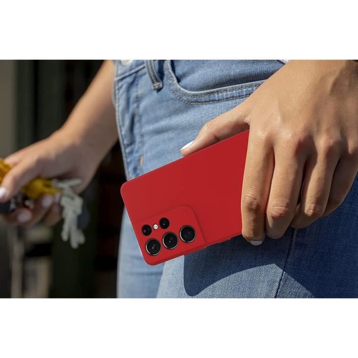 Coque de protection - BOOLING - pour Samsung Galaxy S21 Ultra - Silicone gel souple - Rouge - Anti-choc