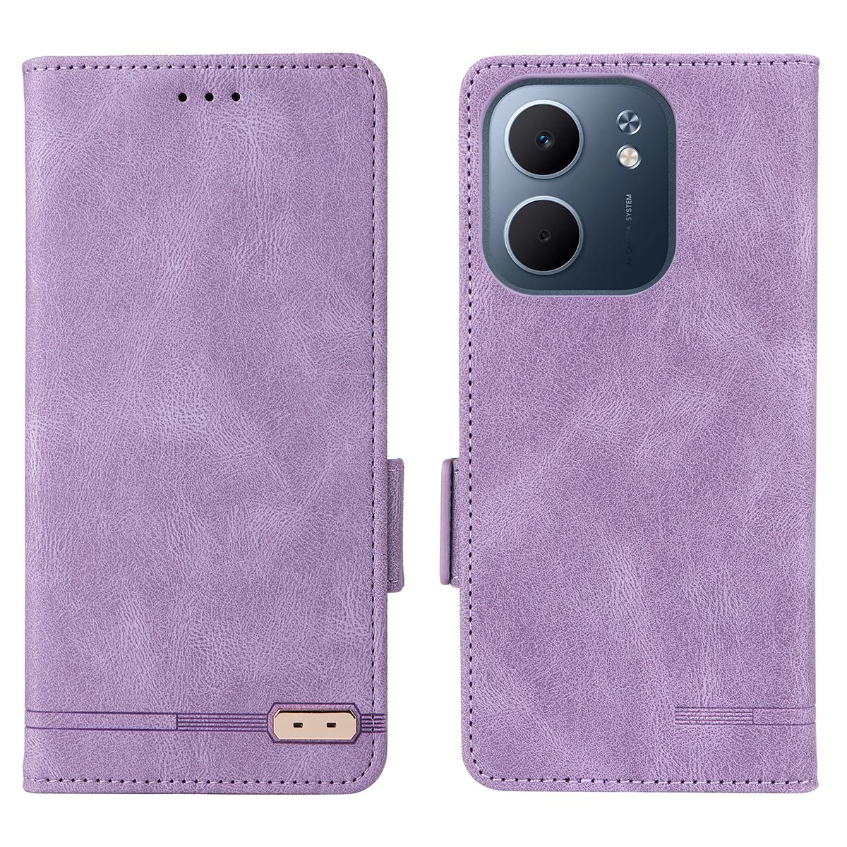 

For Oppo A5x 5G/4G Case Leather Wallet Flip Phone Cover with Hardware Decor Purple