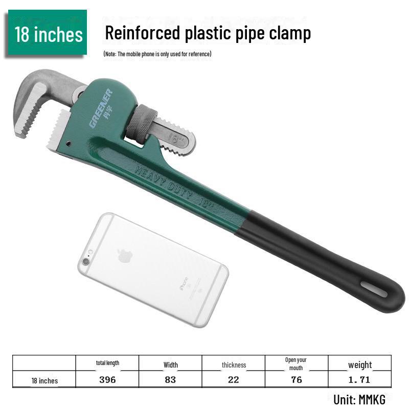 Green Forest Heavy Duty Quick Pipe Wrench: 18-Inch & 24-Inch Clamps for Water Pipes & Rebar