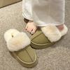 Fashion Women's Thick Sole Plush Warm Slippers Non Slip Faux Fur Winter Shoes for Women 2025 Comfort Fluffy Platform Slippers Plus Size