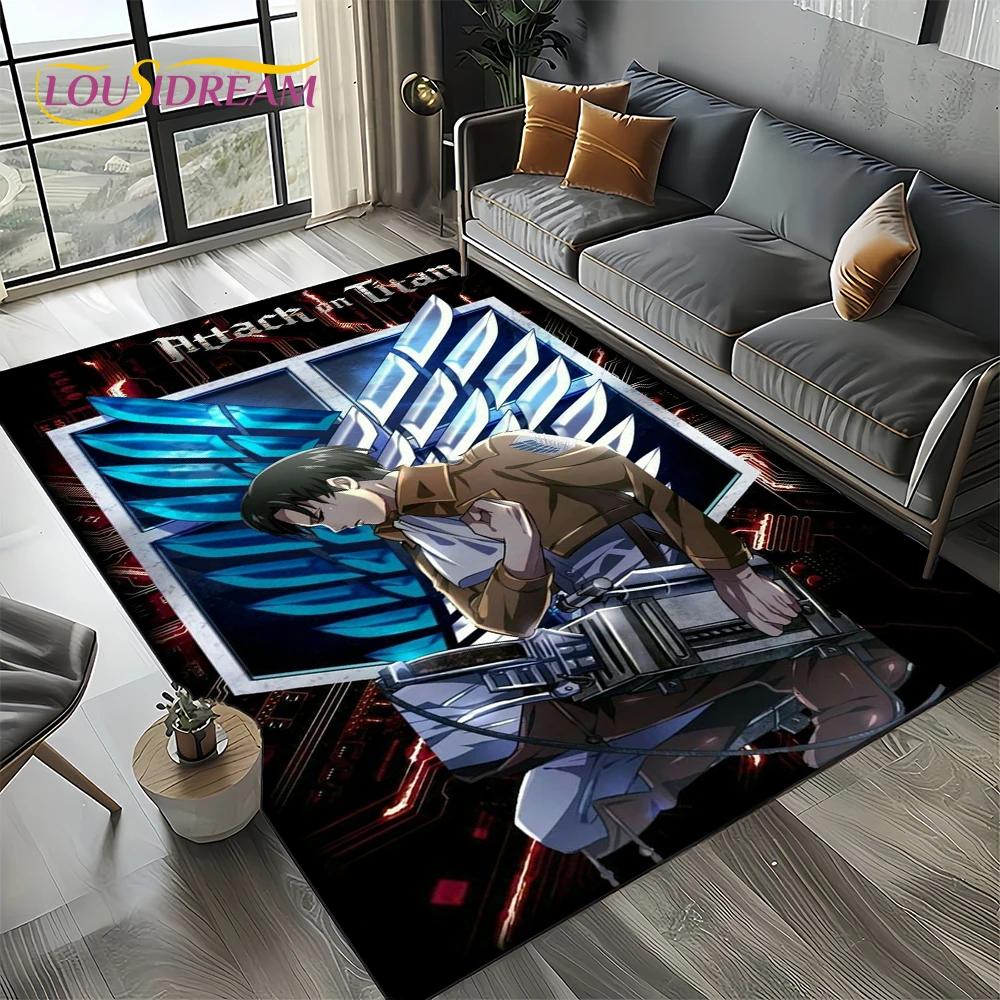 2025 Attack On Titan Eren Anime Cartoon Carpet Rug for Bedroom Living Room Home Sofa Decoration,kids Play Decor Floor Mat Gift