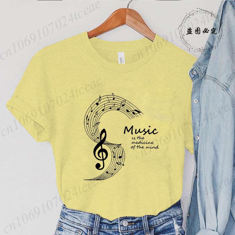 Sommer Mode Marke Damen T-Shirt Kleidung Musiknote Aufdruck T-Shirt Kleidung Y2k Streetwear T-Shirt Musiknote Liebhaber T-Shirt Tops