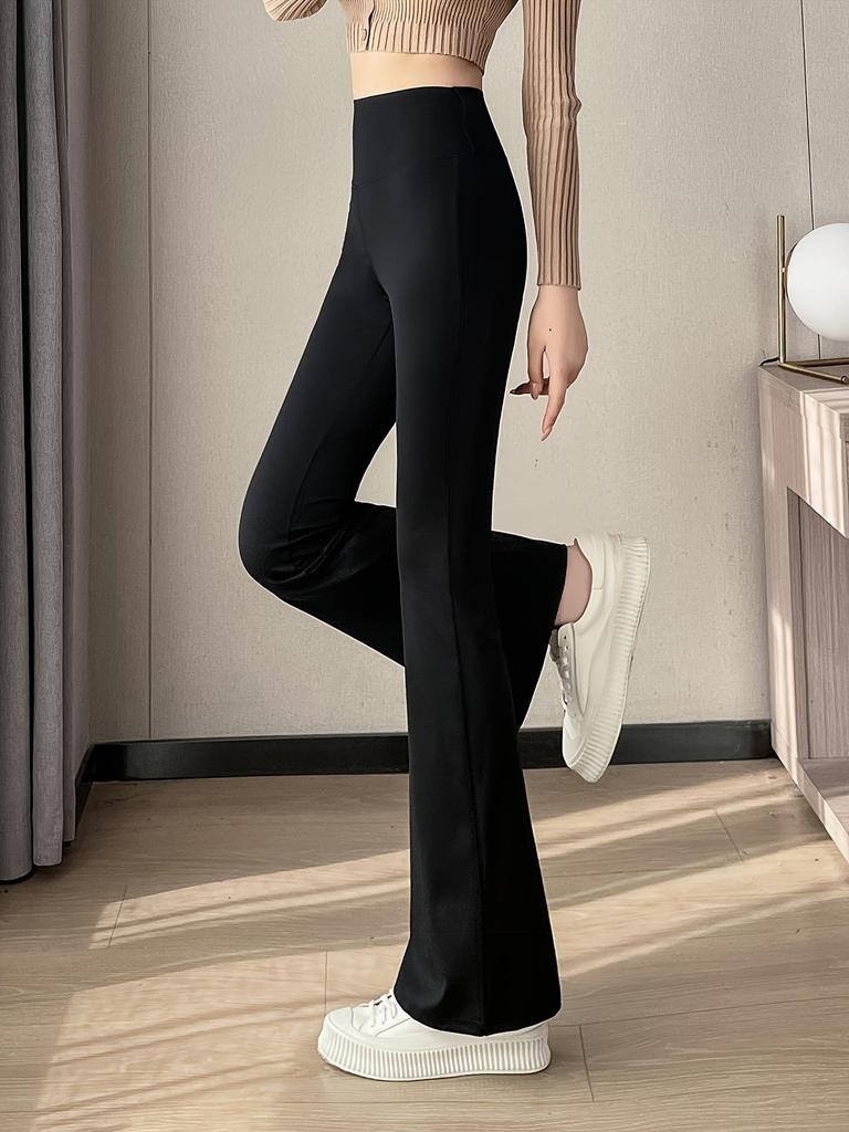 Damen High-Waist Schlankmachende Schlaghosen - Einfarbig, Atmungsaktiv, Koreanischer Stil