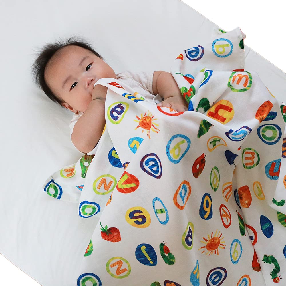 The Very Hungry Caterpillar Blanket by Eric Made in Nursing Lap 100x100cm Multi-Gauze Carle, Japan, Double-Ply Gauze, Swaddle, Cover, Blanket,