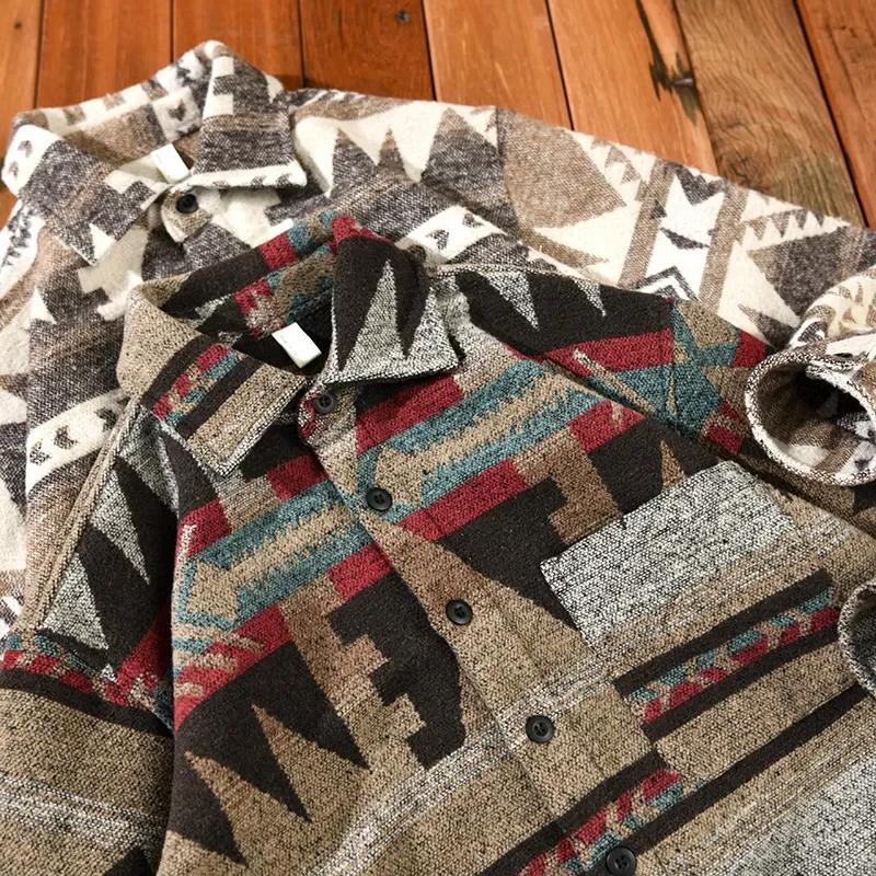 Autumn Winter American Retro Wool Y2K Shirt Men's Long-sleeved Tops Thickened Fashion Brand Loose Versatile Casual Shirt Jacket