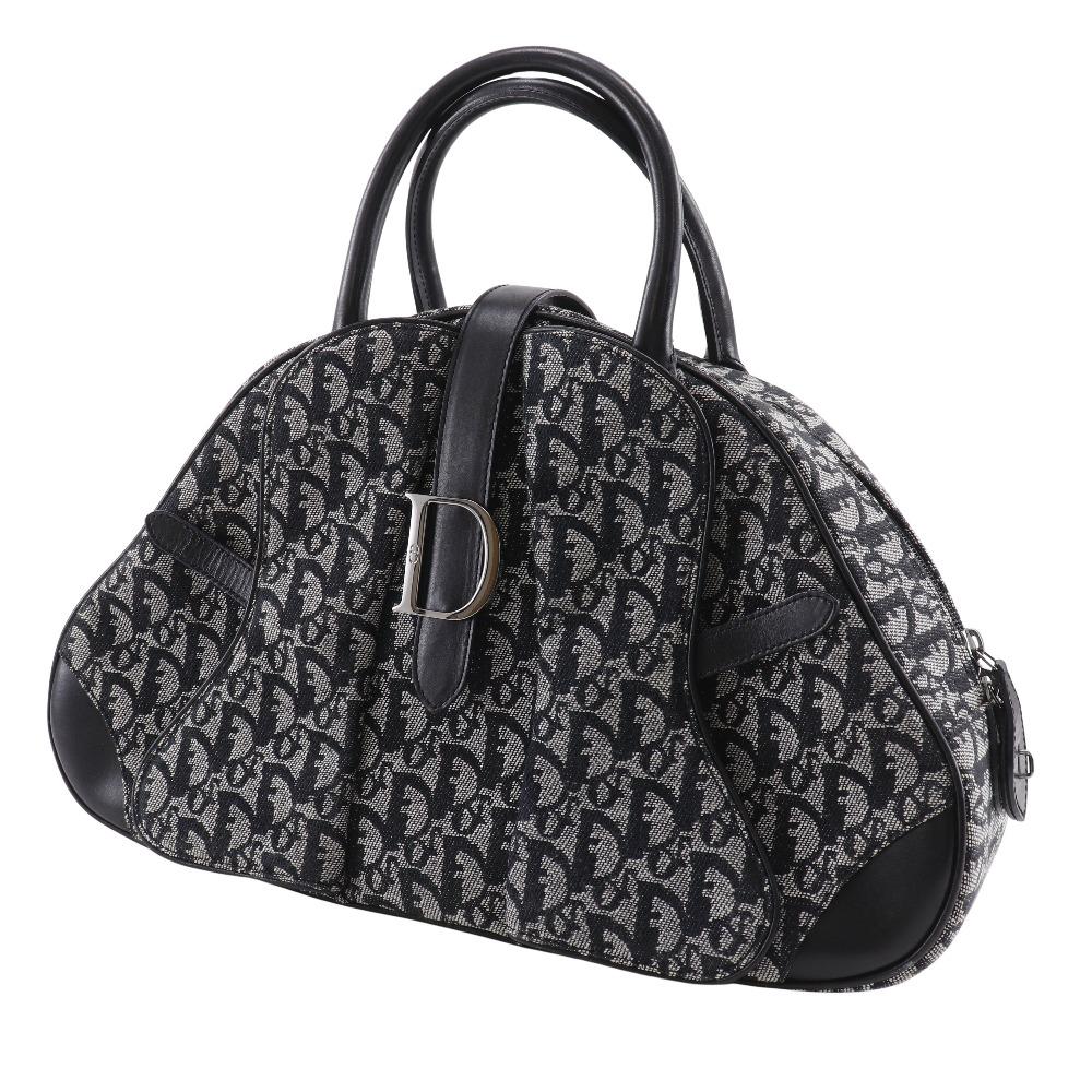 Dior Double saddle bag Handbag Trotter Navy blue canvas Women Used