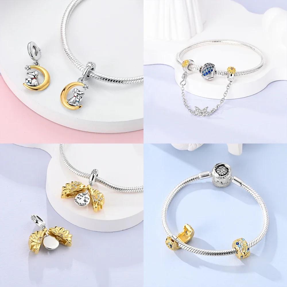 Original Copper Sun Leopard Gold Diy Charms Beads Inlaid Zircon Pendants Fit Bracelet Diy Jewelry Women Gift