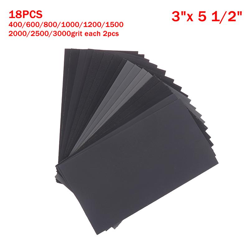 Comprehensive Abrasive Tools: 15/18pcs Sandpaper Kit, Wet-Dry Use, Various Grit 400-3000