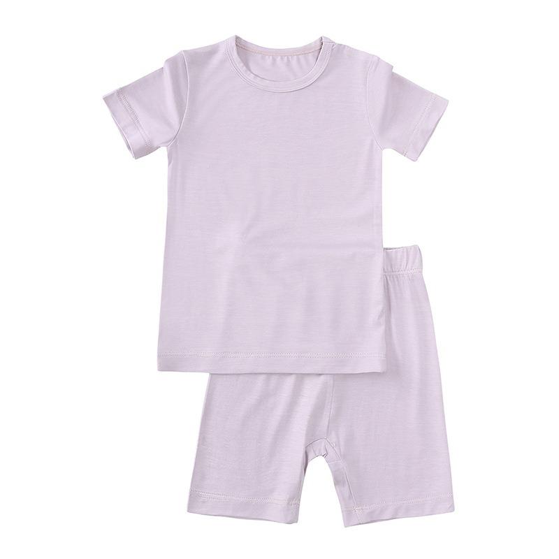 Bamboo Fiber Kids Boys Girls Clothes Set Breathable Pajamas Short Sleeve Top+Shorts Baby Loungewear Children's Sleepwear
