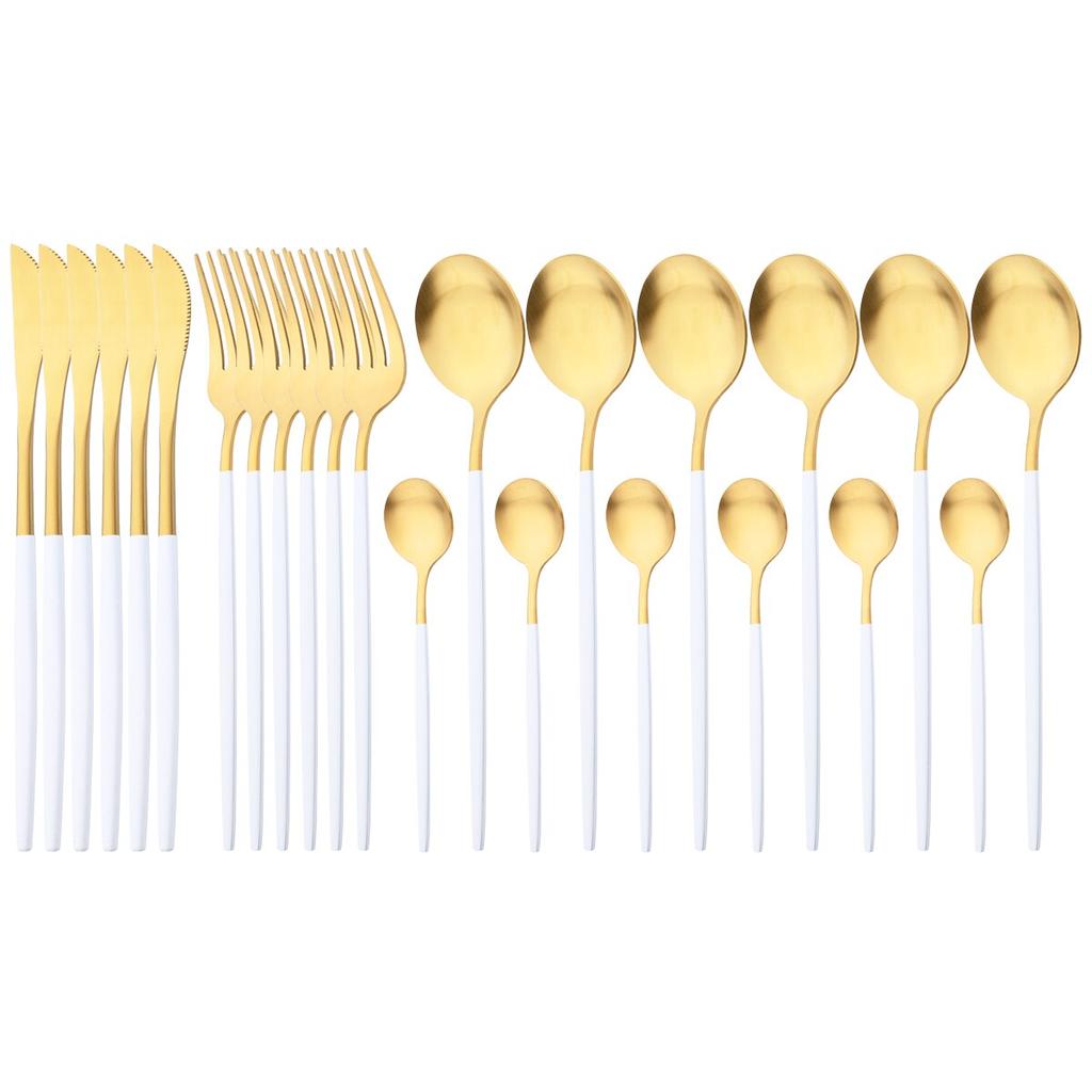 24pcs Black Cutlery Set Dinner Knives Fork Tea Spoon Dinnerware Matte Stainless Steel Tableware Flatware Kitchen Silverware Set