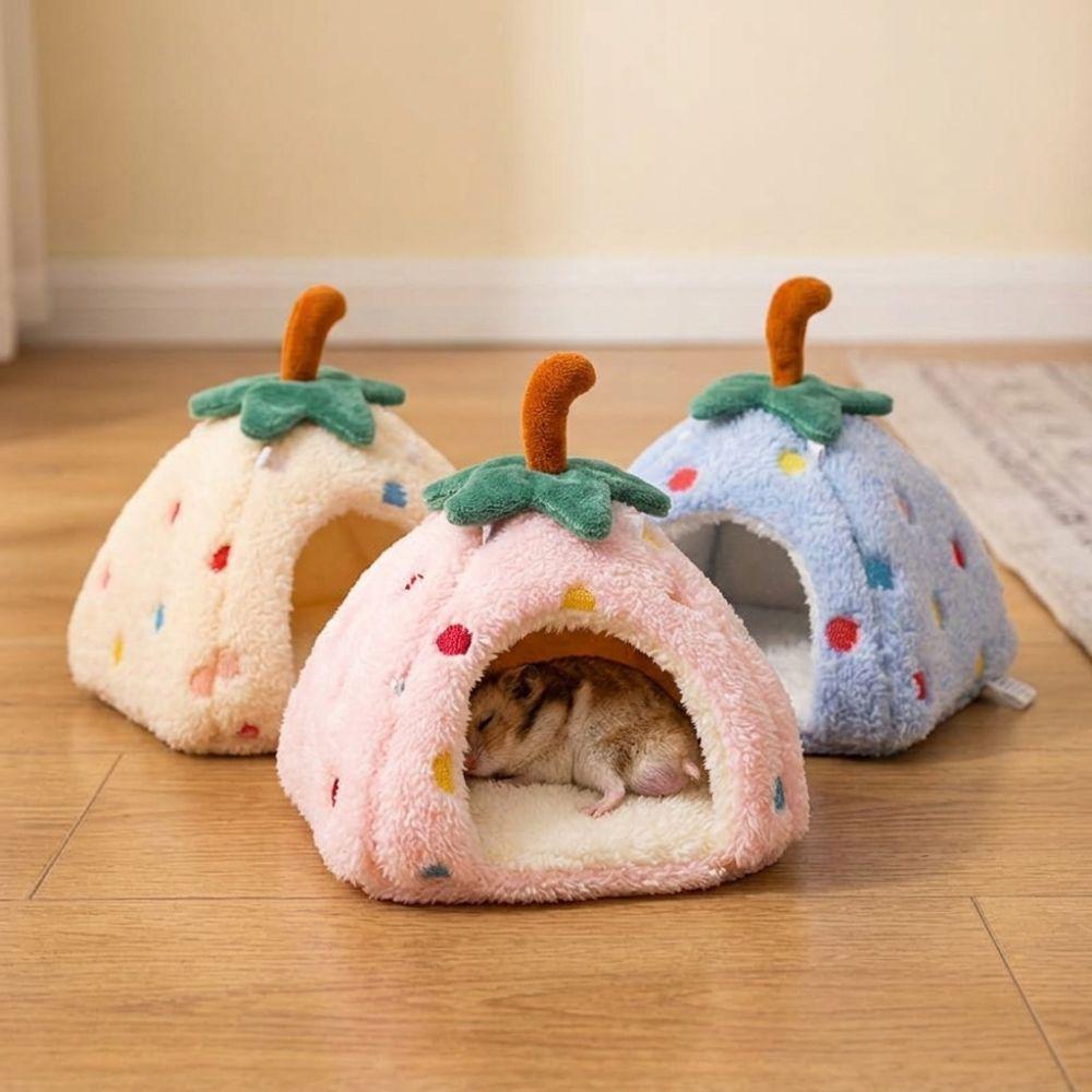 Thickened Plush Hamster Warm Bed Cozy Hideaway Hamster Nest Pet Cotton Hut  Cage Accessories